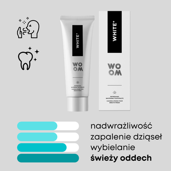 WOOM White+, Antybakteryjna wybielająca pasta do zębów, 75 ml