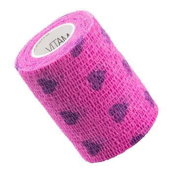 Vitammy Autoband, kohezyjny bandaż elastyczny, 7,5 cm x 4,5 m, fioletowe serca, 1 szt.