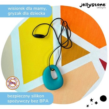 Jellystone Designs, silikonowy wisiorek-gryzak Kamyk, turkusowy, 1 szt.