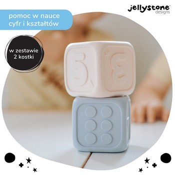 Jellystone Designs, silikonowe kostki edukacyjne, popielaty i śnieżnobiały, 2 szt.