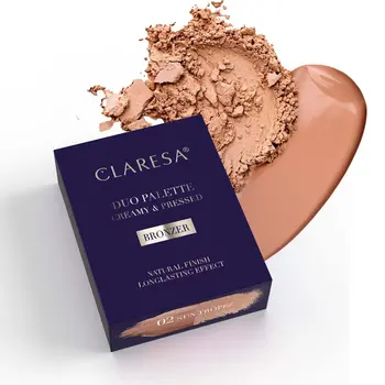 Claresa Duo Palette Creamy & Pressed, kremowo-pudrowa paleta bronzerów do konturowania, 02 Sun Tropez, 8,5 g