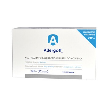 Allergoff, płyn do tkanin, neutralizator alergenów kurzu domowego, 240 ml (12 ampułek)