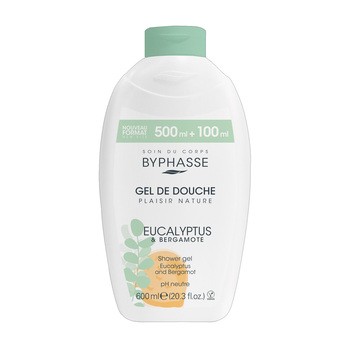 Byphasse Plaisir Nature, żel pod prysznic, eukaliptus i bergamotka, 600 ml