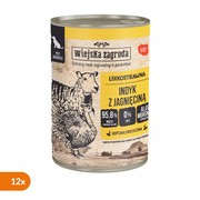Zestaw 12 x Wiejska Zagroda Indyk z jagnięciną, karma mokra dla psa, 400 g