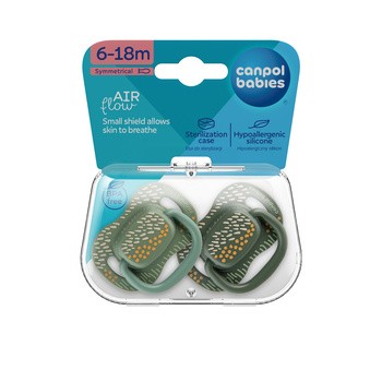 Canpol Babies Mountains, smoczek uspokajający, silikonowy symetryczny, 6-18 m, zielony, 2 szt.