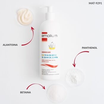 Emolium Dermocare, 3w1 płyn do kąpieli, żel do mycia, szampon, 400 ml