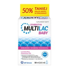 Multilac Baby, krople, synbiotyk (probiotyk + prebiotyk), 2x5 ml