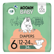Moomin Baby, pieluchy jednorazowe, 6, 12-24kg, 34 szt.