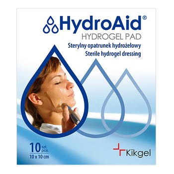 HydroAid, opatrunek hydrożelowy, 10 x 10 cm, 10 szt.