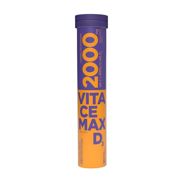 Witamina D3 2000 IU + Witamina C 1000 mg tabletki musujące 20 szt. [VitaCemax] - VitaCemax