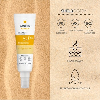 Sesderma Repaskin Dry Touch SPF50+, krem przeciwsłoneczny, 50 ml