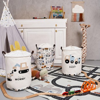 Sipo, Bawełniany kosz na zabawki XL, koparki, 1 szt.