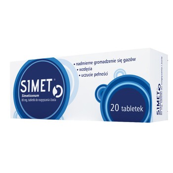 Simet, 80 mg, tabletki do rozgryzania i żucia, 20 szt
