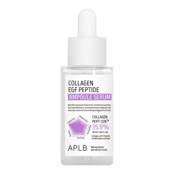 APLB APLB Collagen EGF Peptide Ampoule, serum ujędrniające do twarzy z kolagenem i peptydami EGF, 40 ml — Składniki i ocena