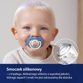 Canpol Lovi, smoczek silikonowy dynamiczny, Night&Day Boy, 0-6m, 2 szt.