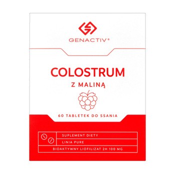 Genactiv Colostrum z maliną, tabletki do ssania, 60 szt.