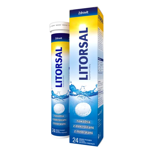 Litorsal elektrolity z witaminą C tabletki musujące 24 szt. [Zdrovit]