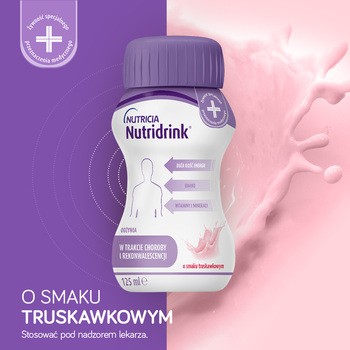 Nutridrink, smak truskawkowy, płyn, 4 x 125 ml