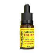 Vitamicann Rozpuszczalna w wodzie witamina D3 + K2, krople, 10 ml        
