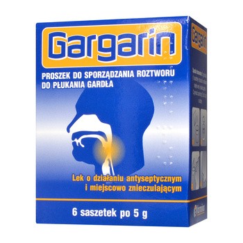 Gargarin, proszek w saszetkach do sporządzenia roztworu do płukania gardła, 5 g, 6 szt.