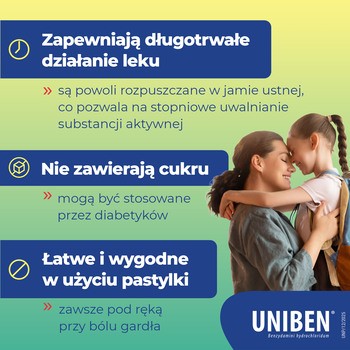 Uniben smak miętowy, 3 mg, pastylki twarde, 30 szt.