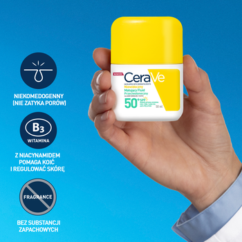 CeraVe, niewidoczny, matujący fluid SPF50+, 50 ml