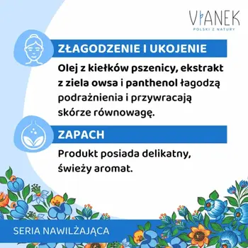 Vianek, nawilżający tonik-mgiełka do twarzy, 150 ml