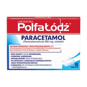 Paracetamol Polfa-Łódź, 500 mg, tabletki, 10 szt