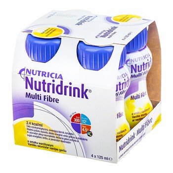 Nutridrink Multi Fibre, smak waniliowy, płyn, 4 x 125 ml