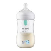 Avent, butelka responsywna dla niemowląt z nakładką antykolkową AirFree, Natural, słoń, 260 ml, 1 szt.        