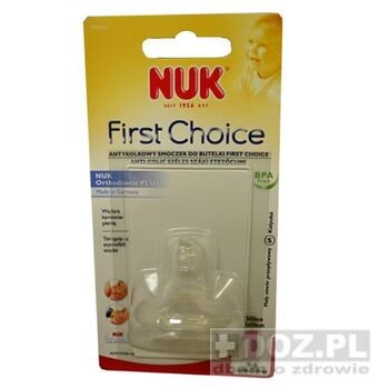 Nuk First Choice, silikonowy smoczek na butelkę, S, 0-6 m, 1 szt.