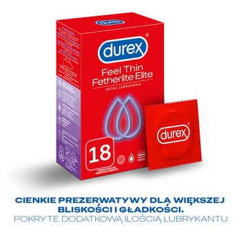 Durex Feel Thin Fetherlite Elite, prezerwatywy, 18 szt.