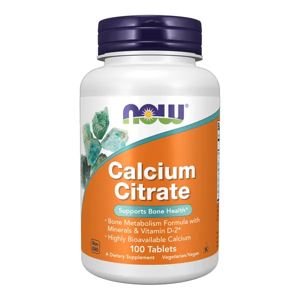 Кальций NOW Calcium Citrate, с минералами и витамином D2, 100 таблеток