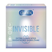 alt Durex Invisible, prezerwatywy dodatkowo nawilżane, 3 szt.