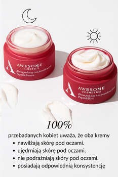 Awesome Cosmetics Pepti&More, Pepti&Rise, krem pod oczy i na powieki na dzień, 10 ml + Pepti&Renew, krem pod oczy i na powieki na noc, 10ml