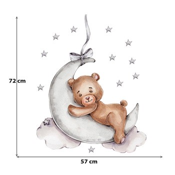 Sipo, Naklejki na ścianę dla dzieci, Miś na księżycu, 1 szt.