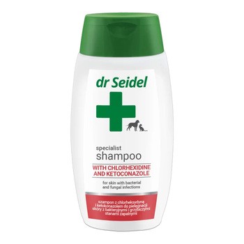 Dr seidel Szampon z chlorheksydyną i ketokonazolem dla psów i kotów, 220 ml