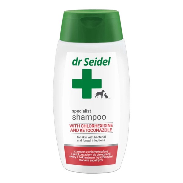 dr Seidel Dr seidel Szampon z chlorheksydyną i ketokonazolem dla psów i kotów, 220 ml — Składniki i ocena