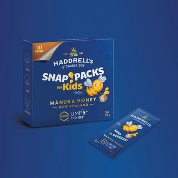 Haddrell's, Manuka Honey, miód manuka, Snap Packs for Kids, UMF5+, MGO83+, 10 x 5 g