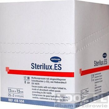 Kompresy jałowe Sterilux ES, 7,5 x 7,5, 8 warstwowe, 2 x 25 szt