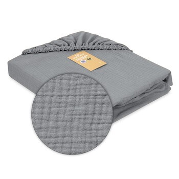 Babymatex, prześcieradło muślinowe z gumą 60x120 cm, grafitowy, 1 szt.