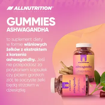 Allnutrition Ashwagandha, żelki, smak wiśniowy, 60 szt.