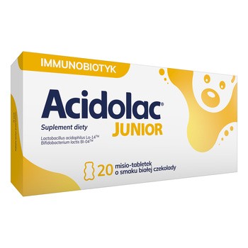 Acidolac Junior, misio-tabletki, smak białej czekolady, 20szt.