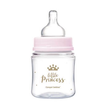 Canpol babies Easy Start Royal Baby, butelka szeroka, antykolkowa, różowa, 120 ml, 1 szt.