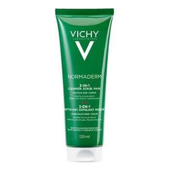 Vichy Normaderm, 3 w 1 Oczyszczanie, peeling, maska, 125 ml