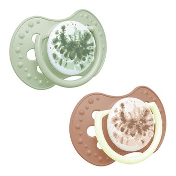 Canpol Lovi, smoczek uspokajający silikonowy dynamiczny, 6-18 m Tie Dye Green, 2 szt.