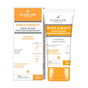 Flos-Lek White&Beauty, krem do rąk przeciwstarzeniowy, wybielający przebarwienia, 45 ml