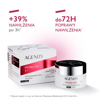 Agenity 1° Hydra-Ox, odbudowujący krem nawilżający na noc, 50 ml