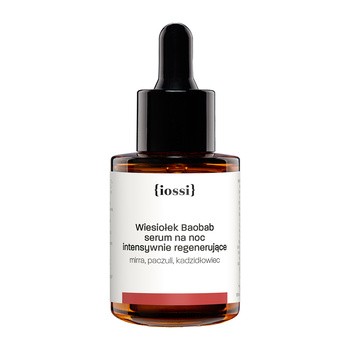 Iossi Wiesiołek Baobab, serum na noc intensywnie regenerujące, mirra, paczuli, kadzidłowiec, 30 ml