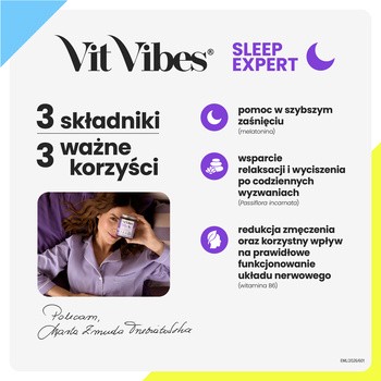 Vit Vibes Sleep Expert, żelki, smak jagody z nutą lawendy, 60 szt.